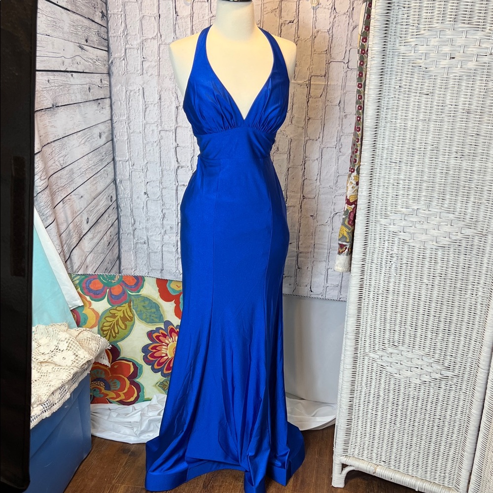 Jules & Cleo /David’s Bridal Royal Blue Backless Prom Dress Sz 4 NWT